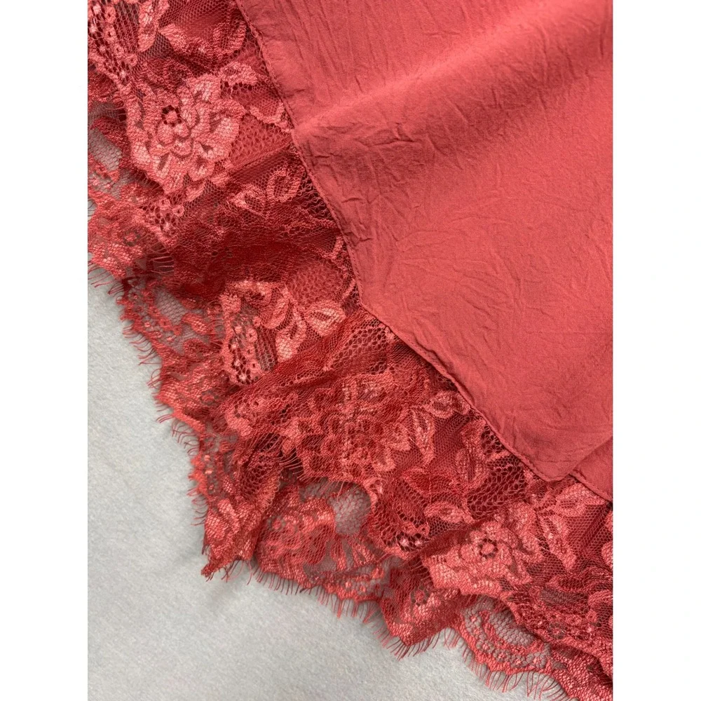 Free People Intimately Slip Dress Womens M Rose Lace Handkerchief Hem Boho